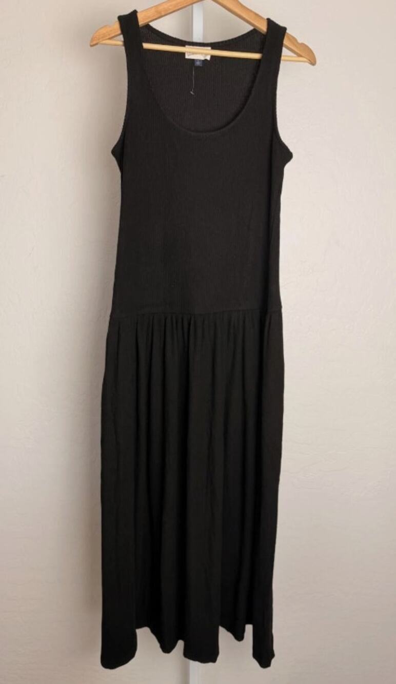 Universal Thread Black Ribbed Tank Midi Dress Small NWOT